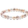 Secret & You Bracciale perle coltivate d'acqua dolce barocche bianche o colorate - Le perle sono 8-9 mm - 18cm di fascia elastica - Disponibile in diversi colori