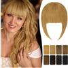 RUWISS Frangia Capelli Veri Naturale - Frangetta Frontale Clip Extension 100% Capelli Umani - Thickbangs Hair Posticci per Donna (Biondo Cenere)