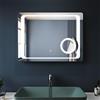 SONNI Specchio da bagno a LED, senza appannamento, 80 x 60 cm, con illuminazione, interruttore touch a LED, con presa di rasoio