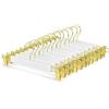 Amber Home 10 Pezzi 36cm Grucce Appendiabiti in Legno Bianco Liscio Robusto per Pantaloni Gonna Calzino Biancheria Intima Mutande con Clips (Oro 10)