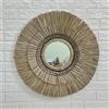 DRW Specchio da parete rotondo di erba di mare in naturale 60 cm, interno 19 cm