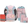 LÄSSIG Set di 7 zaini scuola per bambini/School Set Flexy Unique, Rose/Blue/Black