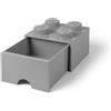 LEGO Cassetto-mattoncino portaoggetti grigio a 4 bottoncini LEGO