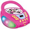 Lexibook Disney Minnie - Lettore CD Bluetooth per bambini - Portatile, Effetti multicolore, Jack per microfono, AUX IN, AC o batterie, RCD109MN
