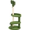 PawHut Albero per Gatti a forma di Cactus con Tiragraffi e 2 Palline da Gioco, 35x31x55.5 cm, Verde e Bianco|Aosom