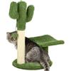 PawHut Albero per Gatti a forma di Cactus con Tiragraffi e Pallina da Gioco, 35x31x55.5 cm, Verde e Bianco|Aosom