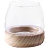 Wnvivi Ciotola di pesce in vetro trasparente con base in legno,Vaso idroponico Fishbow,Ciotola rotonda in vetro per la decorazione del soggiorno, 10 cm