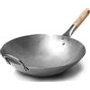 Padella wok cinese originale, Ø 33 cm e anello wok in acciaio inossidabile