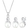 Elli Parure Da Donna Collana + Orecchini In Argento 925 Con Perla Di Acqua Dolce, Cristallo Swarovski, Taglio Brillante