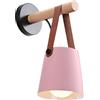 iDEGU Lampada da Parete Retrò Lampada a Muro a Sospensione in Metallo e Legno E27 Illuminazione da Parete Interno Applique da Parete Vintage per Camera da Letto Soggiorno (1 Pezzo, Rosa)