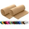 wometo Set di 2 coperte in pile polare, OekoTex, 130 x 160 cm, circa 400 g di peso, con effetto anti-pelucchi e bordo rimagliato, colore: beige/sabbia