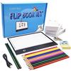 Canvall Flipbook Set per Disegno e Tracciamento Animazione, Include: LED Light Box, 540 Pagine Animato Libro di Carta a Foglia Sfusa, 2 HB +12 Matite Colorate Disegno, Temperamatite, Gomma e