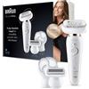Braun Epilatore Elettrico Silk-épil 9 Flex 9-030 Testina Flessibile Wet & Dry Bianco Oro