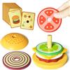Goujfol Hamburger in Legno Impilare Giocattolo, Cucina Giocattolo per Bambini Legno Realistico Pane Hamburger Modello Puzzle Giochi da Impilare Cibo Giocattoli Montessori Regalo per 2+ Anni