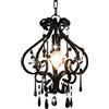 vidaXL Lampadario con Perle di Cristallo Rotondo 1 Lampadina E14 Lampada Soffitto Luce Pendente Base in Metallo Nero Gocce Acrilico Trasparente