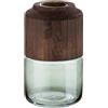 GILDE Vaso decorativo in vetro - in vetro e legno - Decorazione autunnale soggiorno regalo per donna - Colori: marrone verde - altezza 28 cm