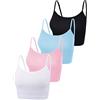 Boao 4 Pezzi Canottiere per Raccolto di Base Senza Maniche Racerback Crop Sport Top in Cotone per Donna (Nero, Blu, Rosa, Bianco, M)