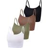 BOAO - Confezione da 4 Canotte Corte per Donne e Adolescenti, in Cotone, con Spalline Sottili, Crop Top Basic per Sport, L