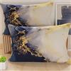 PETTI Artigiani Italiani - Federe Cuscini Letto, Coppia di Federe 50x80 cm, Federa Copricuscino, Federe in Microfibra Anallergica, Made in Italy, Federe Marble Blu