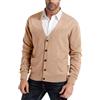 Kallspin Maglione da Uomo Cardigan con Scollo a V in Lana(caffè,4XL)