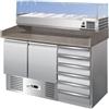FORCAR Banco pizza - N. 2 porte - Cassettiera - Vetrina portaingredienti - cm 95.5 x 70 x 102 h