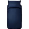 Amazon Basics Set copripiumino singolo in microfibra, 2 pezzi, copripiumino 135 x 200 cm e 1 federa da 50 x 80 cm, blu navy, tinta unita
