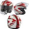 A-Pro Moto Casco Jet Scooter Doppia Visiera ECE 22-06 Certificato Bianco Rosso XS