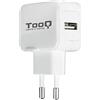 Tooq TQWC-1S01WT - Caricatore da muro con 1 porta USB (5V, 2.4A), per iPad/iPhone/Samsung/Tablet/Smartphone, bianco