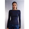 Intimissimi Maglia Girocollo In Modal Light Con Cashmere Lamè Blu
