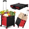 10x Carrello Portaspesa Pieghevole,Manico Telescopico,2 Ruote Gomma,fino a  35 kg,Trolley Spesa,alluminio, Rosso