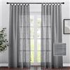 PONY DANCE Tende per Camera da Letto Moderne con Passanti 2 Pezzi 140x220 CM Tende Semitrasparenti Salotto Moderne Curtains Soggiorno con Effetto Lino, Grigio Scuro