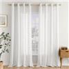 EMEMA Tende Lino Trasparente con Occhielli Tenda a Traslucido Tende Moderne a Vela per Porte Balcone Adatte per Soggiorno Camera da Letto 2 Pannelli 140x260 cm Bianco