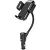 SOAIY 3 in 1 Supporto smartphone per auto Porta cellulare auto con Doppia USB e Braccio Regolabile 360° Visualizza la tensione e la corrente adatto iPhone, Samsung, Huawei e ecc