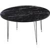 DRW Tavolino Rotondo in Legno e Metallo in Nero Effetto Marmo 89 x 45 cm, Spessore 1,8 cm, 89x45cm, grosor 1,8cm