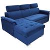 milani home - Divano Letto Peter - Blu - Con penisola Contenitore - Ergonomico con poggiatesta - Regolabile e Supporto Lombare - 148x88x87