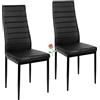 LANTUS Set 2 sedie impilabili Modello per Cucina Bar e Sala da Pranzo, Robusta Struttura in Acciaio Imbottita e Rivestita in Finta Pelle,2 pezzi (nero)