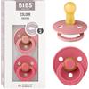 BIBS Colour Ciuccio, 6-18 mesi, confezione da 2, Dusty Pink/Cora | Tettarella rotonda | Lattice di gomma naturale | Taglia 2 | Senza BPA | Prodotto in Danimarca | Scudo anti-irritazione