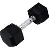 ab. Manubri esagonali da 4 kg, include 1 x 4 kg (4 kg) | nero | Materiale: ferro con rivestimento in gomma | Esercizio, fitness e allenamento della forza pesi a casa/palestra per donne e uomini