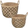 DRW Set di 2 cestini di erba di mare in naturale 34x29 e 30x25cm
