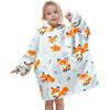 Wenlia Felpa oversize con cappuccio per bambini, felpa con cappuccio in pile Sherpa, per ragazze, super calda flanella indossabile, casual, con tasca e maniche, per ragazzi e ragazze, Volpe grigia,