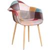 ZONS - Set di 4 sedie/poltrona patchwork in diversi colori con inserto in metallo imitazione legno