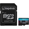 KINGSTON - DIGITAL MEDIA PRODUCT Kingston Technology Scheda microSDXC Canvas Go Plus 170R A2 U3 V30 da 64GB + adattatore