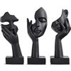 oliruim Decorazione per la casa nera, statua con volto di donna, statua da collezione per casa moderna, soggiorno, libreria, decorazione da scrivania nera, set da 3 pezzi (3 pezzi nero)