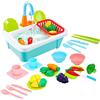 deAO Set da gioco per lavello da cucina, 28 pezzi, include giocattoli da taglio, utensili da cucina, rubinetto dell'acqua e scarico, ideale per bambini