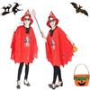 May Huang Costumi di Halloween Strega, Costume di Halloween per bambini, Pipistrello Mantello per Bambino Bambina, Zucca Candy Bag, Zucca Mantello con Cappello, Costume Strega per Halloween Festa (rosso)