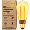 greenandco Lampadina Vintage Edison LED dimmerabile | E27 ST64 | ambra | 3,5W 120lm | 1800K luce extra calda | 320° | 230V | nessun sfarfallio
