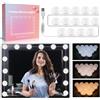 Akynite Luci Hollywood 14 Lampadine per Specchio Trucco, Filo Perfettamente Nascosti, 3 Colori e 10 Intensità Regolabile, Luci Make Up da Trucco Adesive, Kit Luce LED Specchio Camera da Letto
