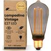 greenandco Lampadina Vintage Edison LED | E27 ST64 | grigio | 4W 100lm | 1800K luce extra calda | 320° | 230V | nessun sfarfallio | non dimmerabile
