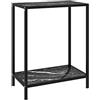 SKM Tavolo Consolle Nero 60x35x75 cm in Vetro Temperato (7.42kg) Nero-2830