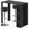 Vicco Tavolo bar con sgabelli Noel, Nero, 120 x 60 cm con 2 sgabelli da bar